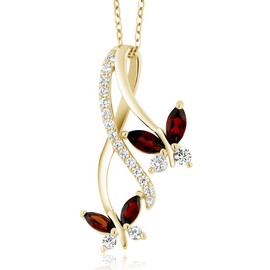 Gem Stone King 18K Yellow Gold Plated Silver Marquise Red Garnet Butterfly Infinity Pendant Necklace For Women (1.21 Cttw, Gemstone Birthstone, with 18 inch Chain)