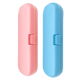 Bringsine Pack of 2 Plastic Travel Case Toothbrush Carrying Case Holder Container Compatible with Oral B Pro and also for Sonicare & Other Toothbrush-Blue&Pink