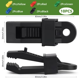 10 PCS Tarp Clips Tarpaulin Clips, Adjustable Heavy Duty Lock Grip for Tarp & Shade Cloth, Reusable Tarp Clamps Awning Tarp Clamps for Holding Up Tarp Canopy Car Cover Sun Shade