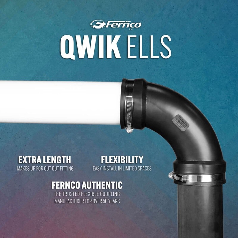 Fernco 4" Flexible PVC 90-Degree Elbow Includes Optional 3" Reducer