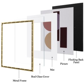 eletecpro 5x7 Metal Picture Frame with Glass Cover, Display 4x6 with Mat or 5x7 Without Mat for Wall or Tabletop Display, Gold