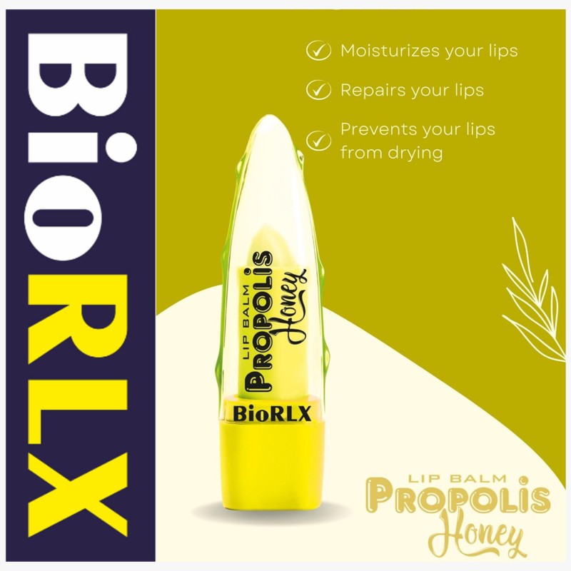 BioRLX Propolis and Honey Lip Balm - Natural Color-Free Moisturizing
