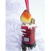 Pack of 2-9CM Hanging Robin Christmas Tree Decoration - Postbox