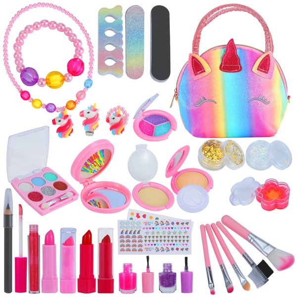 zerotop Kids Makeup Sets Girls Toys 30 Pieces Washable Make up Kit Childrens Princess Pretend Play Games Toys Presents Girl Makeup Sets Toys Christmas Birthday Gifts for 3 4 5 6 7 8 9 Year Old