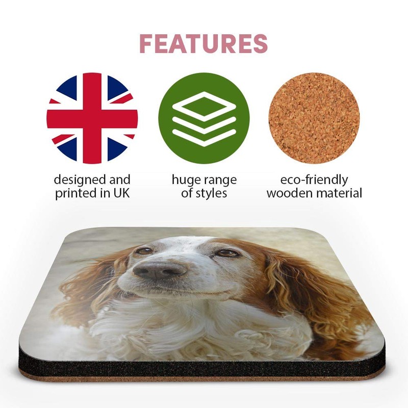 Great Single Coaster Square - Welsh Springer Spaniel Dog Puppy