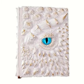 Dragon Journal Dragon Enthusiasts 3D Embossed Journal- Handcrafted Resin Dragon Eye Design, Unruled Blank Pages for Dnd Adventures, 240 Pages, Perfect for Travel & Creativity, 1050g:_White
