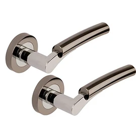Excel DH3575 Ultimo Passage Door Handles on Round Rose, Black Nickel/Polished Chrome