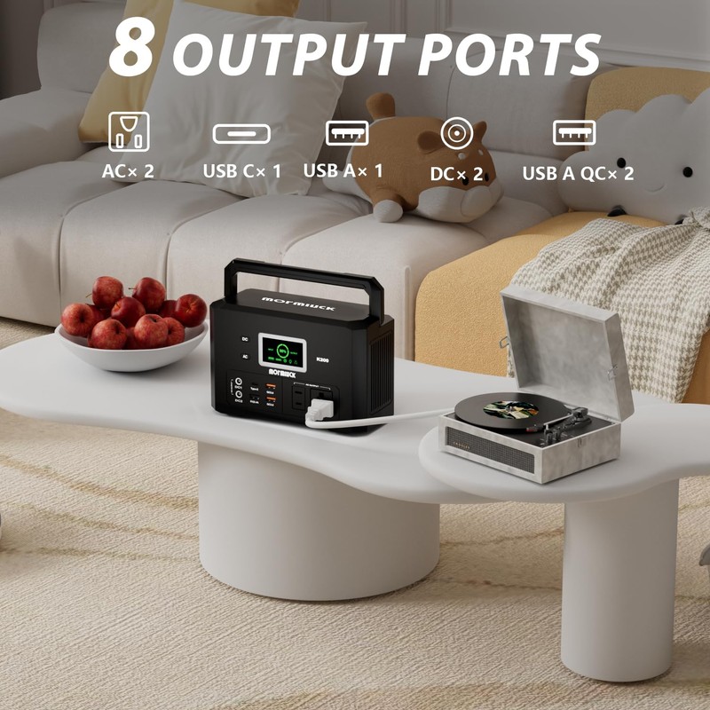 200W Portable Power Station (400W Peak), mormluck 118Wh Solar Generators