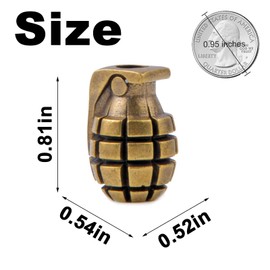 FLAMEDUKE Knife Lanyard Beads - Hand-Cast Pure Copper Paracord Beads for Knives 0.24" Hole Fits 550 Cord & Tactical Gear Knife Bead for EDC, Survival & Men’s Gifts (FD-037-G)