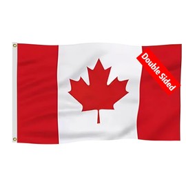 Double Sided Large Canada Flag 5X8FT 3ply, Canadian National Flags for Outdoor and Indoors,Double Stitched Canada Polyester Flags, with Brass Grommets and Stronger Header. (3ply, 5X8)