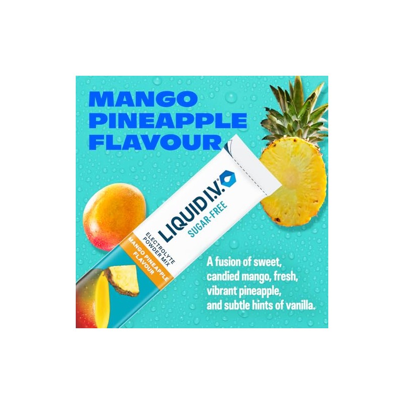 Liquid I.V. Sugar Free Electrolyte Powder Mix, Mango Pineapple Flavour,