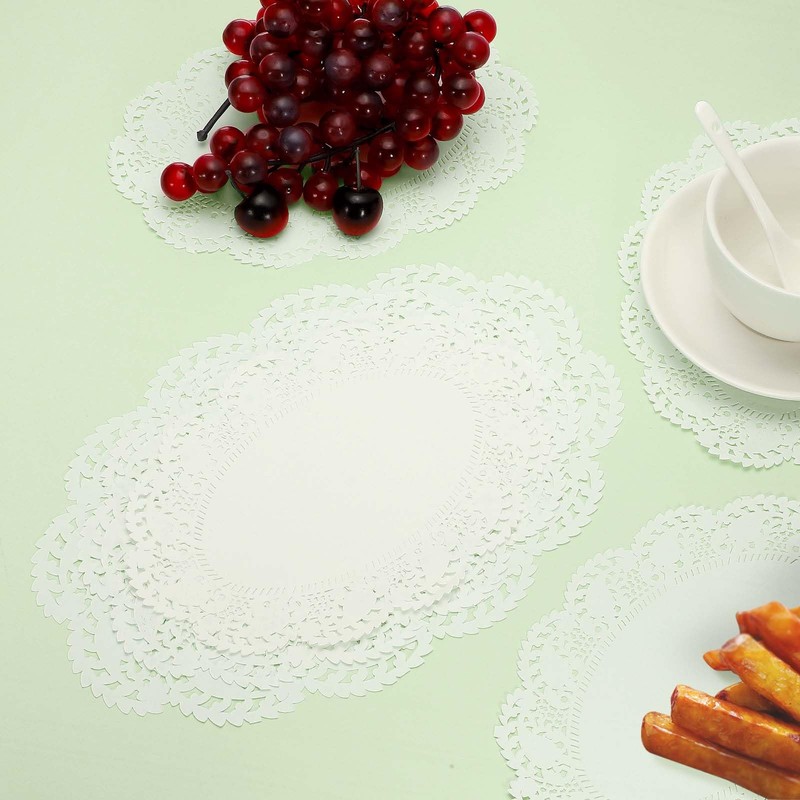 YELARXI Paper Doilies, 12.6 Inch White Lace Doilies Oval Disposable