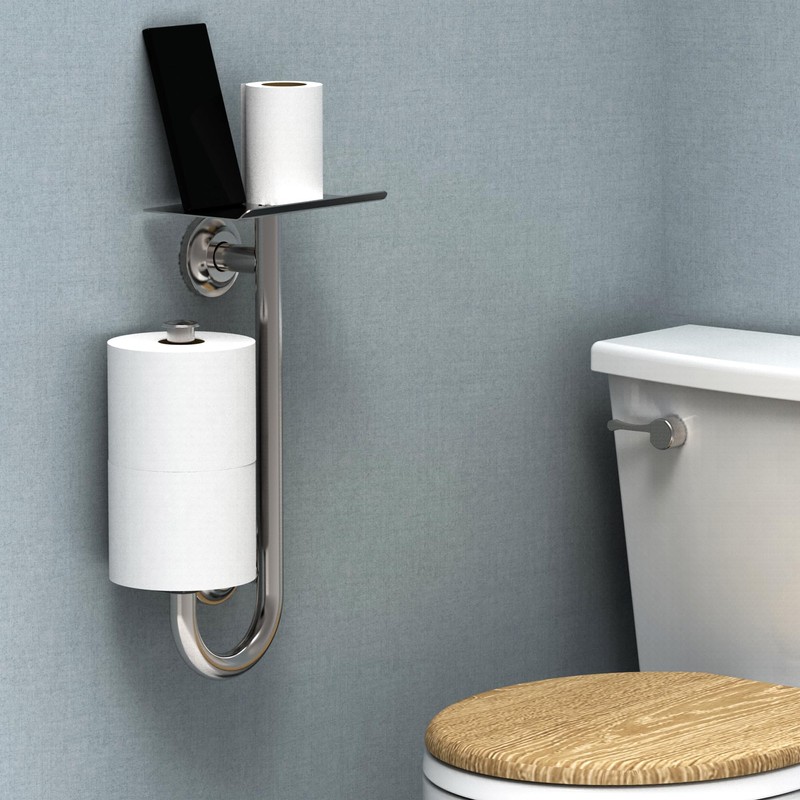 AquaChase 3-in-1 Toilet Safety Grab Bar with Built-in Tissue Paper