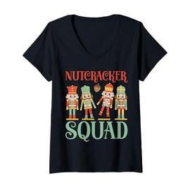 Womens Nutcracker Squad Christmas Costume Matching Family Pajama V-Neck T-Shirt