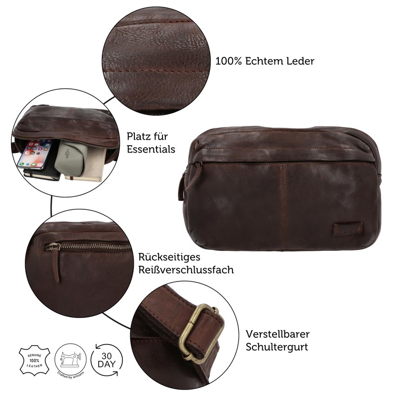 Gusti Amara Women's and Men's Leather Shoulder Bag Vintage Brown