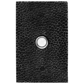 Waterwood Solid Brass Large Hammered Plate Doorbell in Black - Wired & Illuminated Push Button from Environmentally Friendly Recycled Material