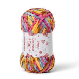 100g Fluffy Velvet Chenille Yarn for Crocheting and Knitting, 80m (87.5yd) Baby Yarn for Crocheting Soft, Crochet Chunky Yarn Amigurumi Yarn (Sunrise)