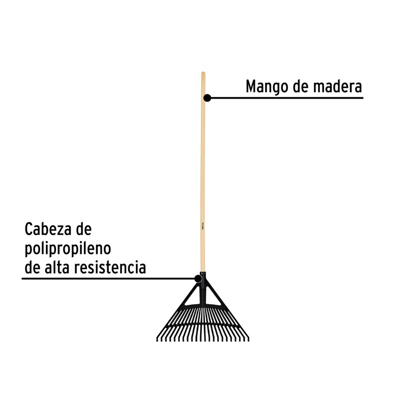 Pretul Polypropylene Broom with 22 Teeth, Leaf Rake