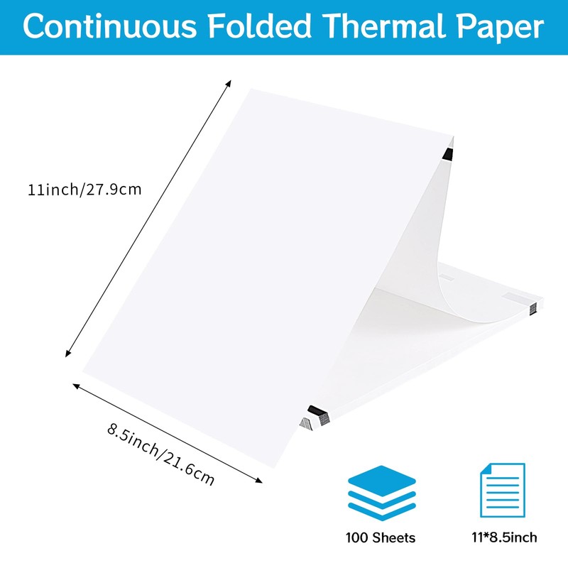 100 Sheets Thermal Printer Paper 8.5 x 11 Inch US