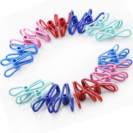 Pack of 20,Food Bag Clips - Steel & PVC Coated Food Clips for Food Storage, Bag Sealing Clips Pegs & Clothes Pegs for Washing Line, Freezer Bag Clips for Kitchen Home Office (20 Pcs Random Color)