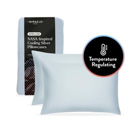 Miracle Made Cooling Pillow Case - Newly Improved Extra Luxe Cool IT - 2 Pack, King/Cal King, Sky Blue - Silver Infused 300 Thread Count - Thermoregulating Fabric - Pillow Cover