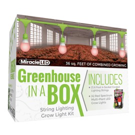 Miracle LED Greenhouse in a Box Grow Kit for Indoor Plants - Includes 4 Ultra Grow Red 150W Replacement Grow Light Bulbs & 1 4-Socket Corded Light Fixture