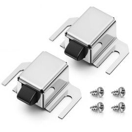 Jetec 2 Pack Shower Door Latch Replacement, Stainless Steel Single Shower Door Catch with Rust Proof Nylon Tip, Adjustable Spring Lock with 4 Screws, Push to Close Latch, Soft Closer for Bathroom