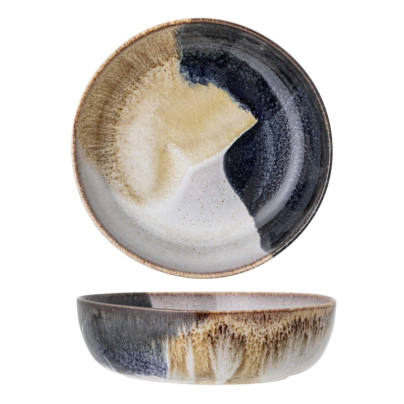 Bloomingville Jules Serving Bowl Natural Grey Brown Blue Ceramic