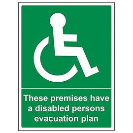 Vsafety 17047BC-S'Disabled Persons Evacuation Plan' Sign, 300 mm x 400 mm (Pack of 3)