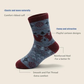 Boys Wool Socks Kids Thick Winter Socks Thermal Warm Boot Socks 6 Pack 5-7 Years