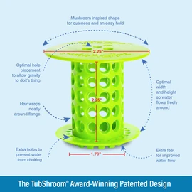 TubShroom Tub Hair Catcher Drain Protector, Fits 1.5"-1.75", Green
