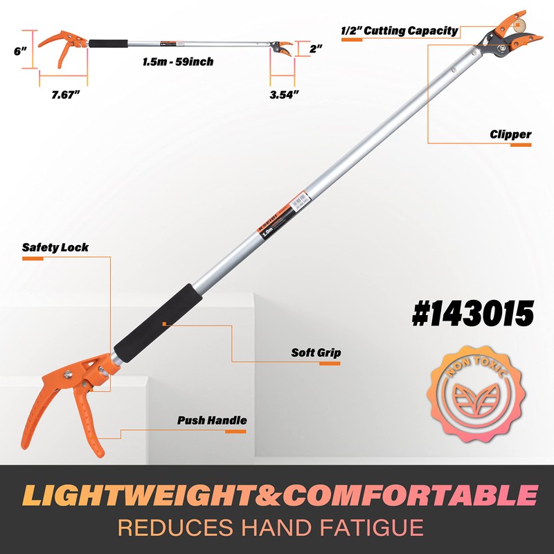 KSEIBI 143015 Long Reach Cut and Hold Bypass Pruner Max