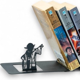Renovatio - Sujetalibros de Metal Negro, Bonito, único, decoración Geek para el hogar, la Oficina y la habitación de los niños, sujetalibros Minimalistas Resistentes y Antideslizantes para estantes