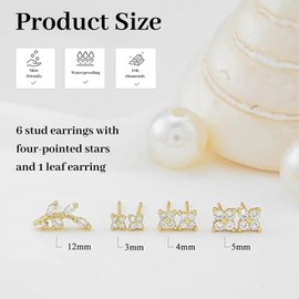 BelleVive 4 Pairs 14K Gold Plated Earrings for Women, Hypoallergenic Stainless Steel Earring Set for Cartilage and Tragus for Multiple Piercings, Delicate Small Helix Earrings, Stackable