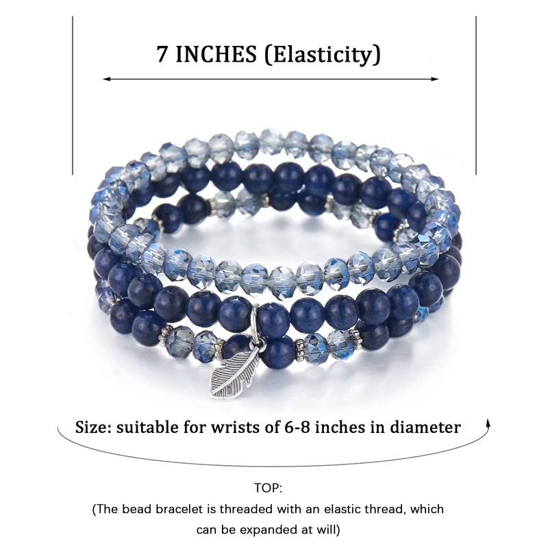 FULU AUTUMN Boho Beaded Bracelet Multi-Layer Crystal Stone Beaded Bracelets