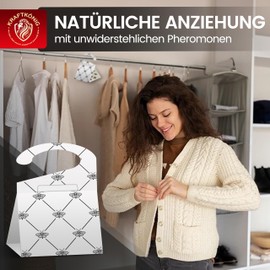 KRAFTKÖNIG Clothes Moth Trap White – 8 x Moth Traps Clothes Moths with Maximum Attraction for Determining Infestations, Also Suitable for Clothes Rails