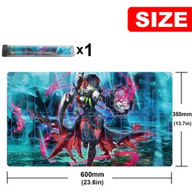 Sabermaster Yu-Gi-Oh! Playmat Gaming Competition Pad Mat Card Binder Deck 23.6x13.7in (Dark Witch) for 2 Players, Ages 12+