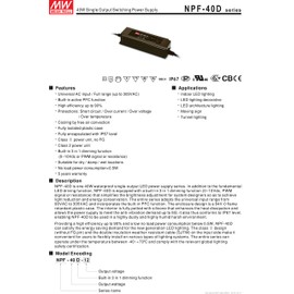 [PowerNex] Mean Well NPF-40D-48 48V 0.84A 40W Single Output Switching with PFC LED Power Supply