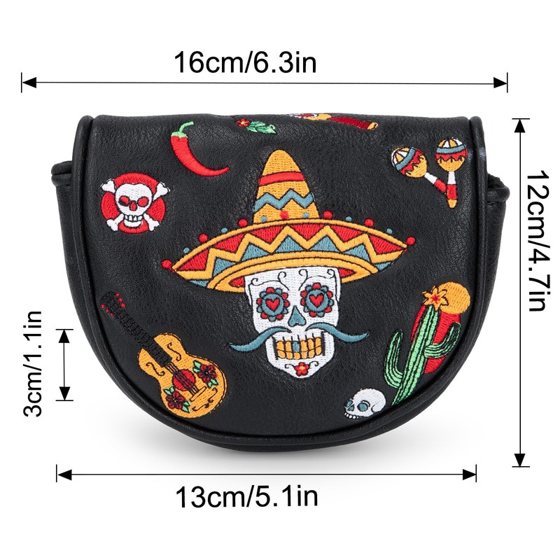 Golf Club Headcover for Drivers, Fairway Woods Covers Sugar Skull
