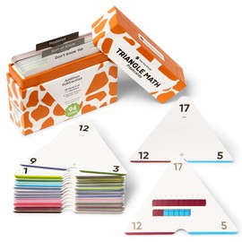 Think Tank Scholar Triangle Addition & Subtraction Flash Cards Set (376 Math Equations), All Facts 0-12 - Color Coded, for Kids in Kindergarten, 1ST, 2ND & 3RD Grade - Has Three Corners