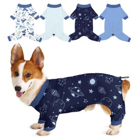 Bienbee Dog Pajamas, 4 Pack Cute Soft Dog Puppy Clothes Dogs Pjs Onesies Jammies Outfit Adjustable Breathable & Stretchy Clothes for Small Medium Large Dogs Girl Boy Puppy-XL