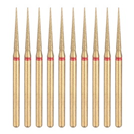 HARFINGTON 10pcs 200-230 Grits Diamond Grinding Bit 1.8mm Tapered Head 2.35mm Shank 15mm Length Titanium Plated Stone Sanding Drill Bits Rotary Tool for Nails Grinding Polishing