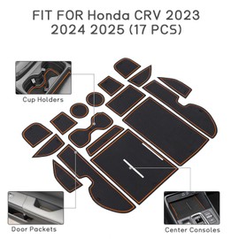 POSAID Center Console Liners for Honda CRV 2023 2024 2025 Cup Holder Insert, Center Mats for CR-V Accessories Non-Slip Anti Dust Interior Mats 17PC Set, Orange Trim