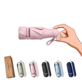 BAODINI Travel Essentials Mini Umbrella for Purse With Case Small Compact UV Sun Protection Lightweight Tiny Pocket Manual Open Close Umbrella for Women Kids and Men Fits Purse Backpack