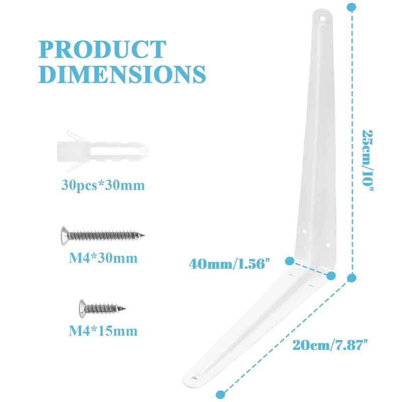 Uenhoy 10 Pack White Shelf Brackets 10 Inch Metal Floating