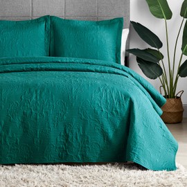 Hansleep Quilt Set Full Queen - Quilt Queen Size Bedding Set Damask, Lightweight Bedspread Coverlet, Ultrasonic Quilting