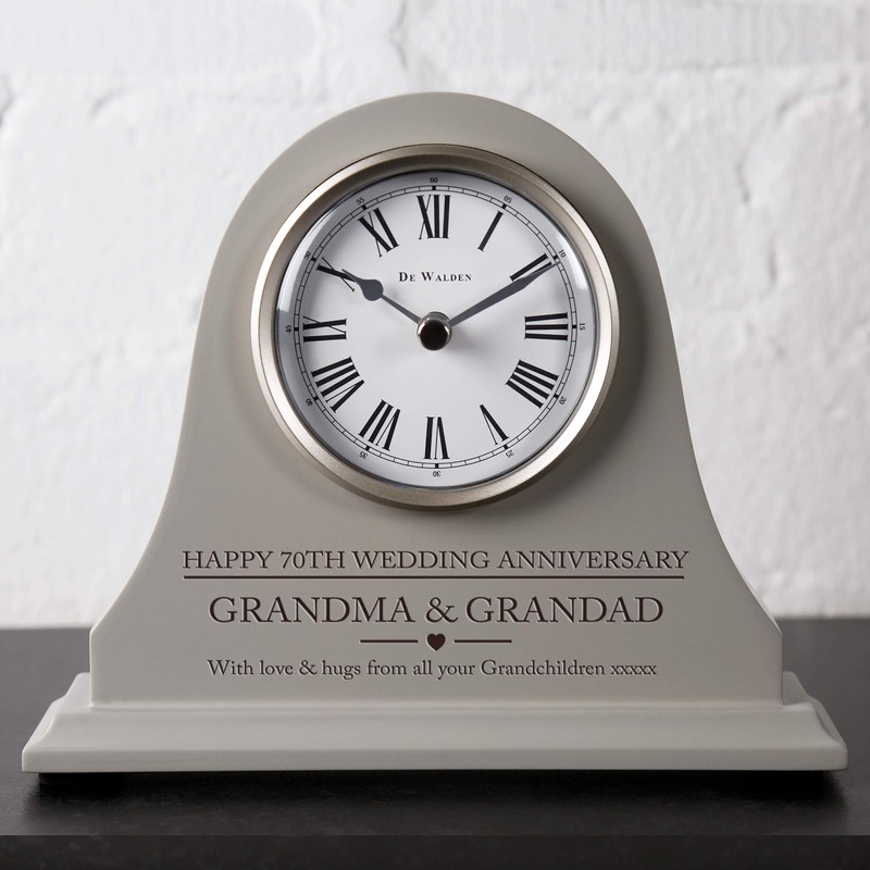 De Walden 70th Platinum Wedding anniversary couple gift Engraved Grey