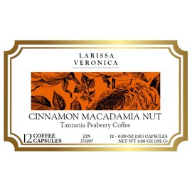 Cinnamon Macadamia Nut Tanzania Peaberry Coffee (Single Serve K-Cup Pods) (Gourmet, Naturally Flavored, Whole Coffee Beans) (12 pods, ZIN: 575297)
