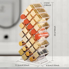 AstraLoom 28-Slot Clear Acrylic Lipstick Organiser & Holder, Durable Lipstick Storage Display Stand for Lip Gloss, Makeup Tubes & Cosmetic Essentials