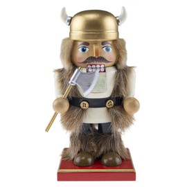 Clever Creations Red Viking 7 Inch Chubby Wooden Nutcracker, Festive Christmas Décor for Shelves and Tables